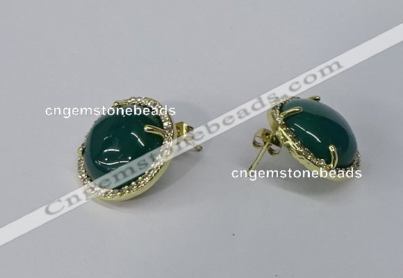 NGE190 15mm flat round agate gemstone earrings wholesale