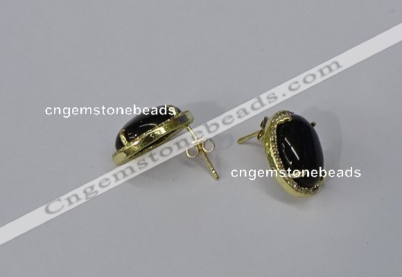 NGE198 10*14mm oval agate gemstone earrings wholesale