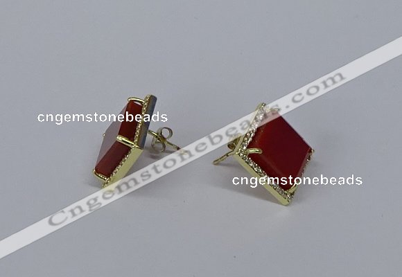 NGE201 12*12mm square agate gemstone earrings wholesale