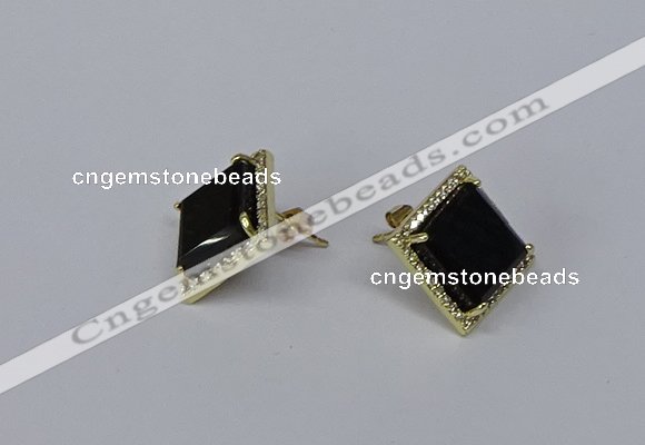 NGE203 12*12mm square agate gemstone earrings wholesale