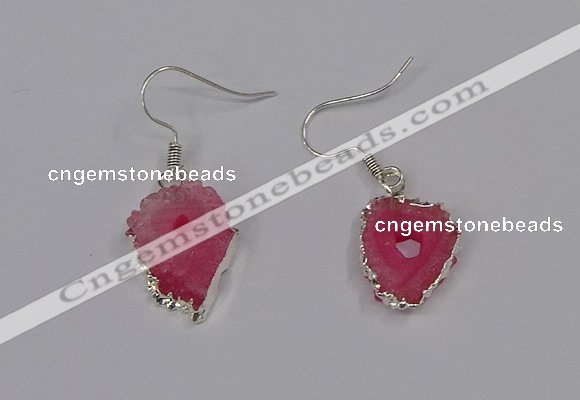 NGE208 18*20mm - 20*25mm freeform druzy agate gemstone earrings