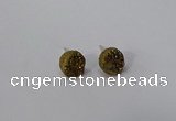 NGE216 8mm coin druzy agate gemstone earrings wholesale