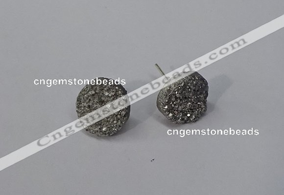 NGE221 12mm coin druzy agate gemstone earrings wholesale