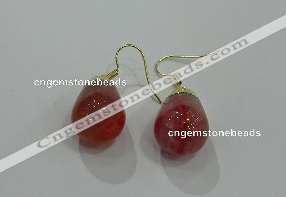 NGE236 15*20mm teardrop agate gemstone earrings wholesale