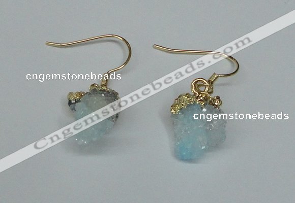 NGE24 10*14mm - 12*16mm nuggets druzy quartz earrings wholesale