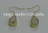 NGE242 10*12mm teardrop druzy agate gemstone earrings wholesale