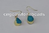 NGE246 10*12mm teardrop druzy agate gemstone earrings wholesale