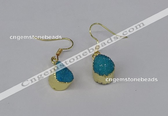 NGE246 10*12mm teardrop druzy agate gemstone earrings wholesale