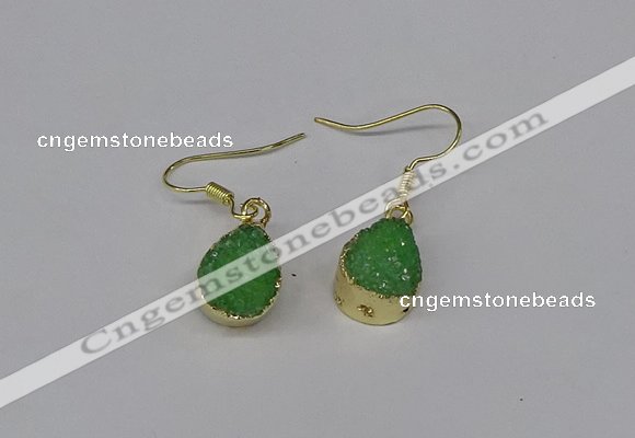 NGE247 10*12mm teardrop druzy agate gemstone earrings wholesale