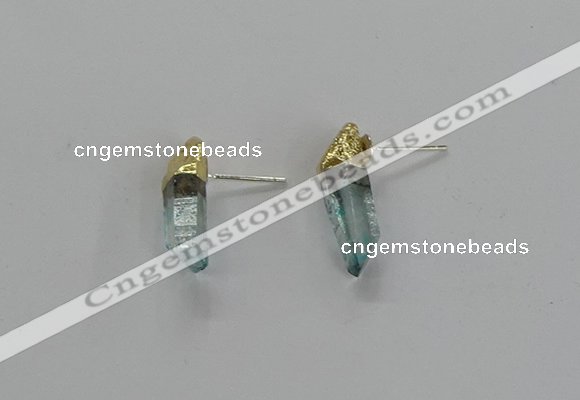 NGE255 5*18mm - 6*22mm sticks dyed white crystal earrings