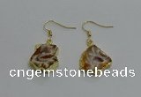 NGE258 13*18mm - 15*20mm freeform druzy agate earrings