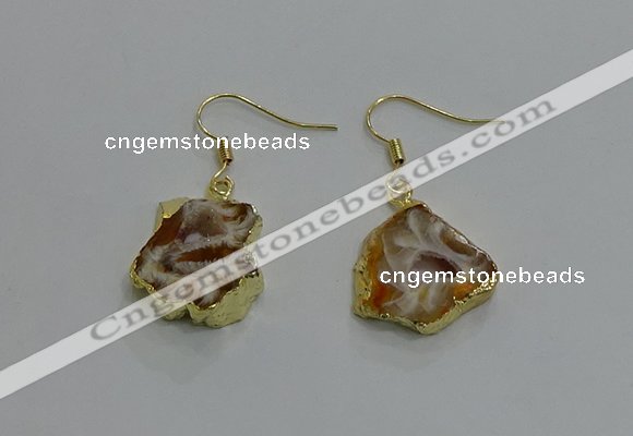 NGE258 13*18mm - 15*20mm freeform druzy agate earrings