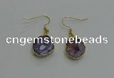 NGE259 13*18mm - 15*20mm freeform druzy agate earrings