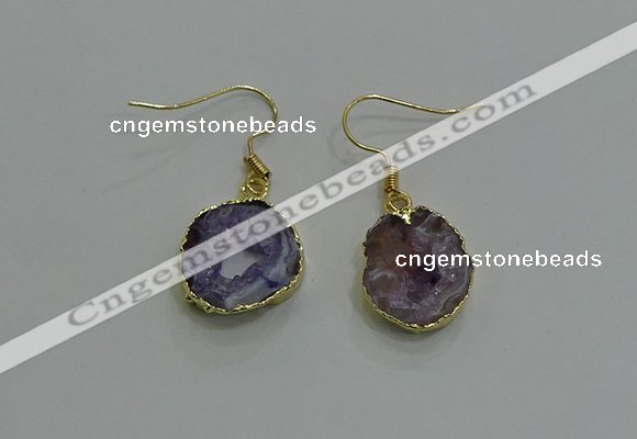 NGE259 13*18mm - 15*20mm freeform druzy agate earrings