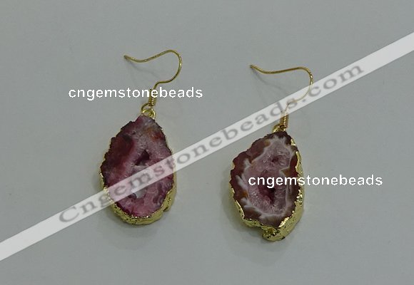 NGE260 13*18mm - 15*20mm freeform druzy agate earrings