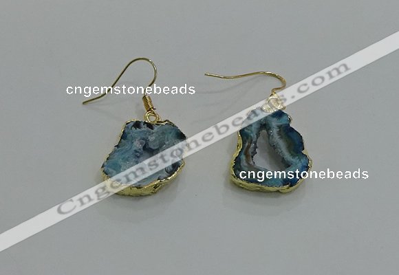 NGE261 13*18mm - 15*20mm freeform druzy agate earrings