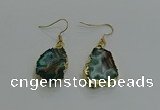 NGE262 13*18mm - 15*20mm freeform druzy agate earrings