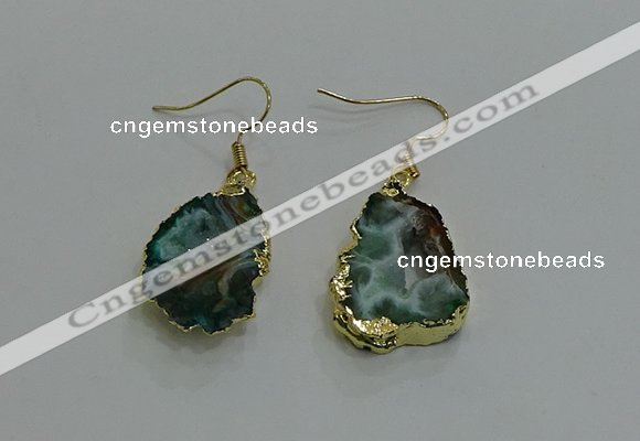 NGE262 13*18mm - 15*20mm freeform druzy agate earrings