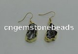 NGE263 13*18mm - 15*20mm freeform druzy agate earrings