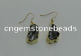 NGE263 13*18mm - 15*20mm freeform druzy agate earrings