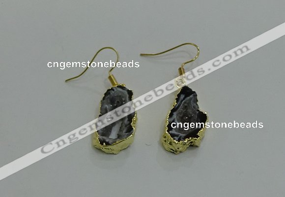 NGE263 13*18mm - 15*20mm freeform druzy agate earrings