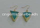 NGE269 18*22mm - 20*22mm triangle druzy agate earrings