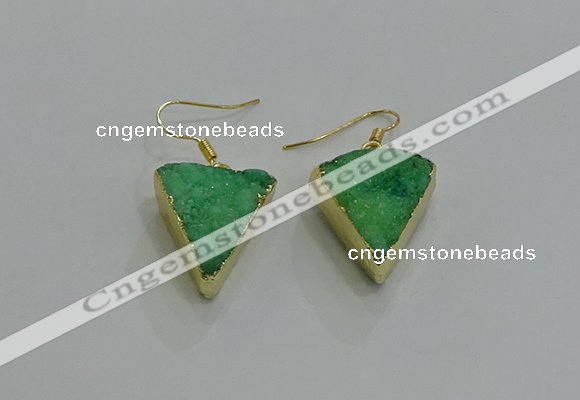 NGE270 18*22mm - 20*22mm triangle druzy agate earrings
