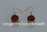 NGE279 15mm - 16mm coin druzy agate gemstone earrings wholeasle