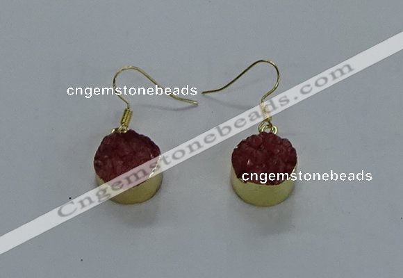 NGE279 15mm - 16mm coin druzy agate gemstone earrings wholeasle