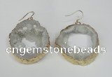 NGE28 30*35mm - 35*40mm freeform plated druzy agate earrings