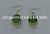 NGE280 15mm - 16mm coin druzy agate gemstone earrings wholeasle