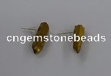 NGE290 9*18mm - 11*20mm nuggets plated druzy agate earrings