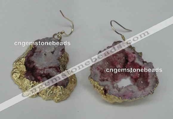 NGE30 30*35mm - 35*40mm freeform plated druzy agate earrings