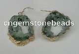 NGE32 30*35mm - 35*40mm freeform plated druzy agate earrings