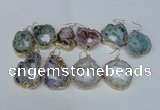 NGE33 30*35mm - 35*40mm freeform plated druzy agate earrings