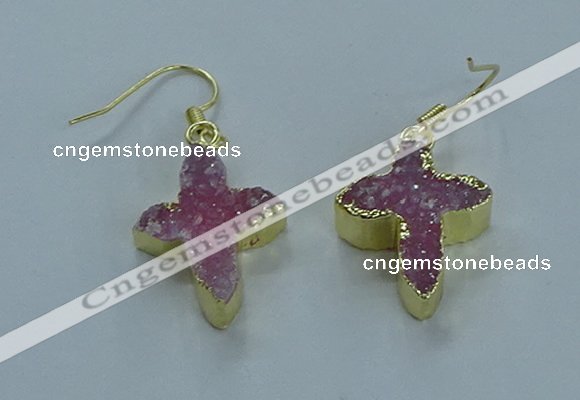 NGE340 13*18mm - 15*20mm cross druzy agate earrings wholesale