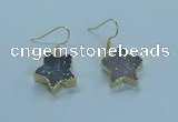 NGE345 14mm - 16mm star druzy agate earrings wholesale