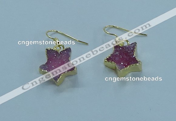 NGE348 14mm - 16mm star druzy agate earrings wholesale