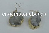 NGE35 20*25mm - 25*30mm freeform plated druzy agate earrings