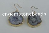 NGE36 20*25mm - 25*30mm freeform plated druzy agate earrings