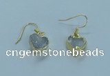 NGE360 10*10mm - 11*11mm heart druzy agate earrings wholesale