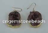 NGE37 20*25mm - 25*30mm freeform plated druzy agate earrings