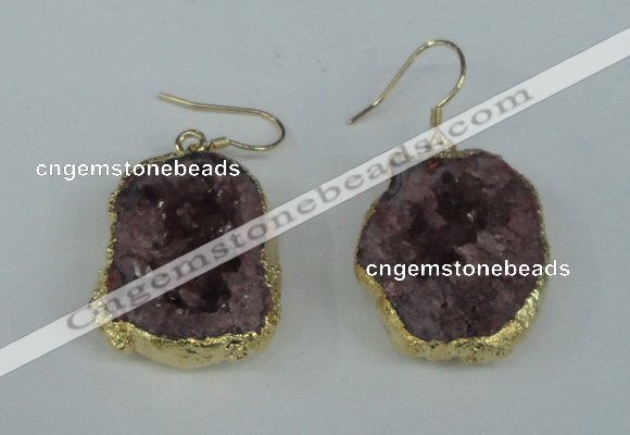 NGE37 20*25mm - 25*30mm freeform plated druzy agate earrings