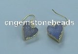 NGE370 13*13mm - 14*14mm heart druzy agate earrings wholesale