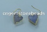 NGE370 13*13mm - 14*14mm heart druzy agate earrings wholesale