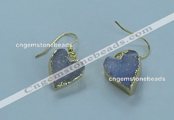 NGE370 13*13mm - 14*14mm heart druzy agate earrings wholesale