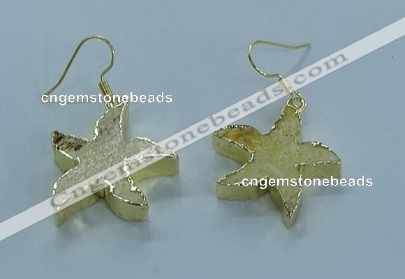 NGE389 20mm - 22mm starfish druzy agate earrings wholesale