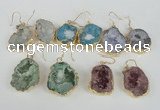 NGE39 20*25mm - 25*30mm freeform plated druzy agate earrings