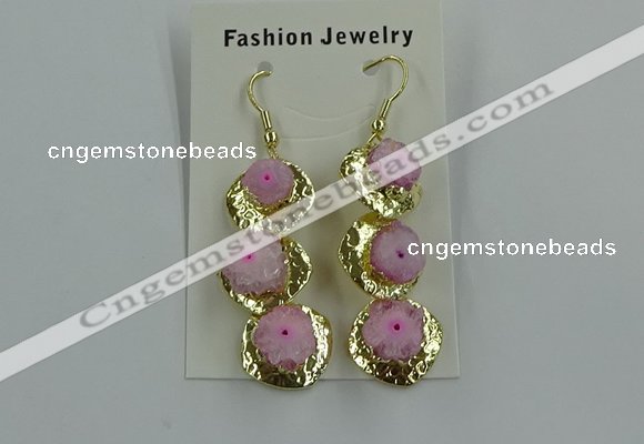 NGE394 10*32mm - 12*38mm druzy agate gemstone earrings