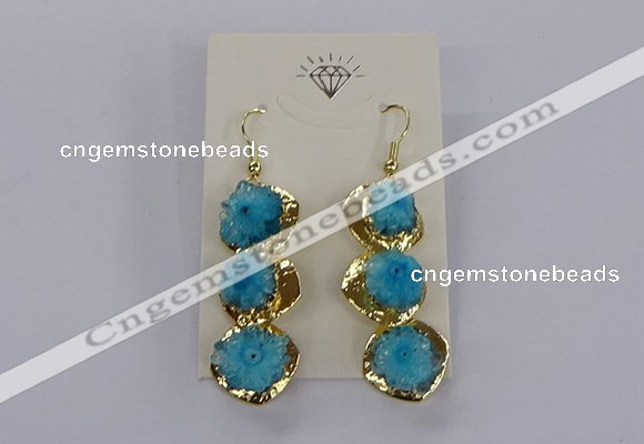 NGE395 10*32mm - 12*38mm druzy agate gemstone earrings